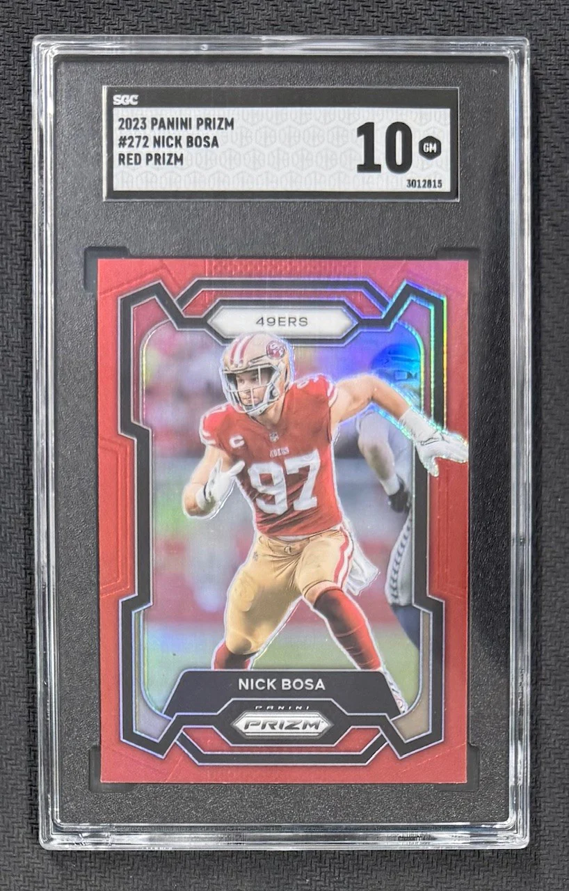 Nick Bosa 2023 Panini Prizm Red Football Card #272 Graded SGC 10 Cert # 3012815