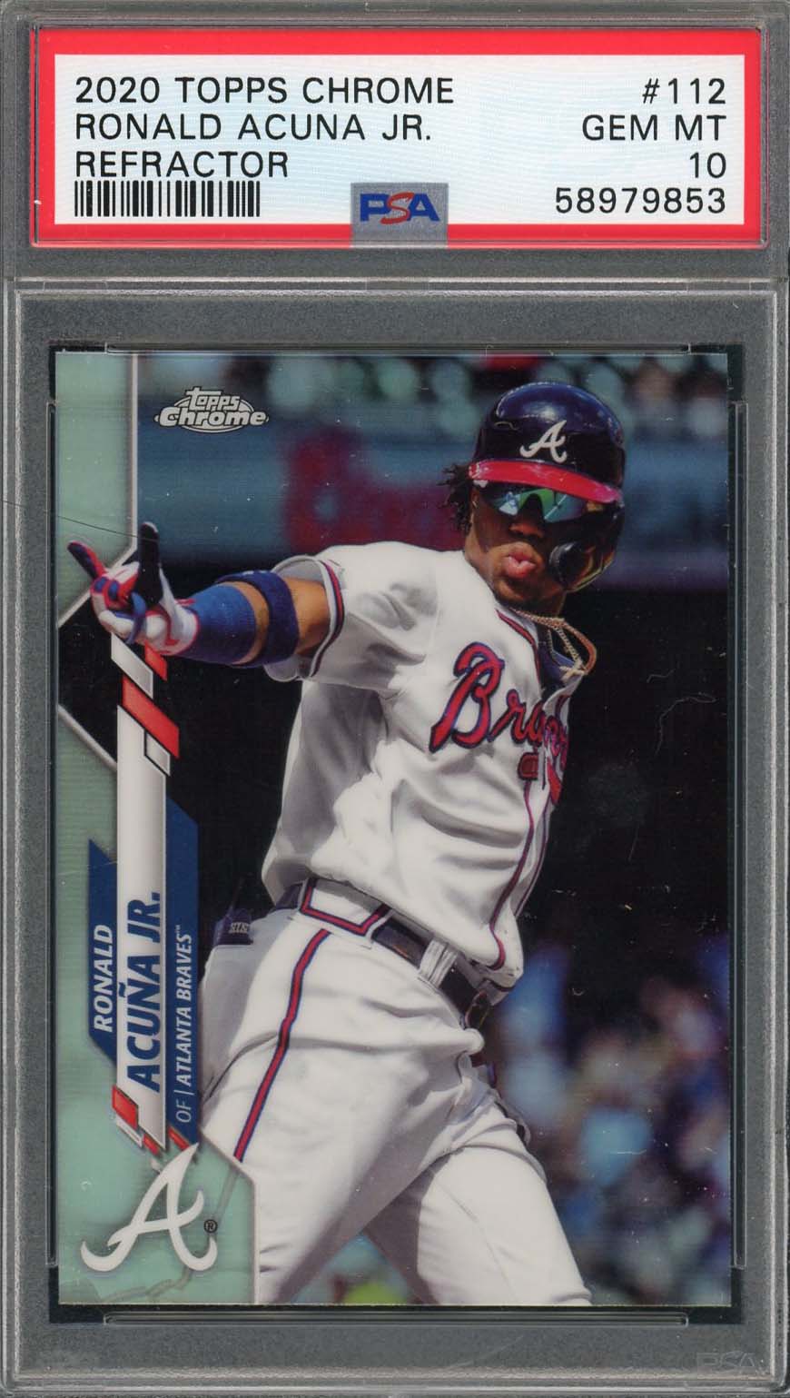 Ronald Acuna Jr 2020 Topps Chrome Refractor Baseball Card #112 Graded PSA 10
